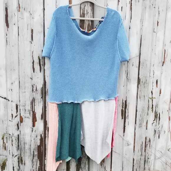 80s Boho Embroidered Sweater Tunic Upcycled - Picture 3 of 6